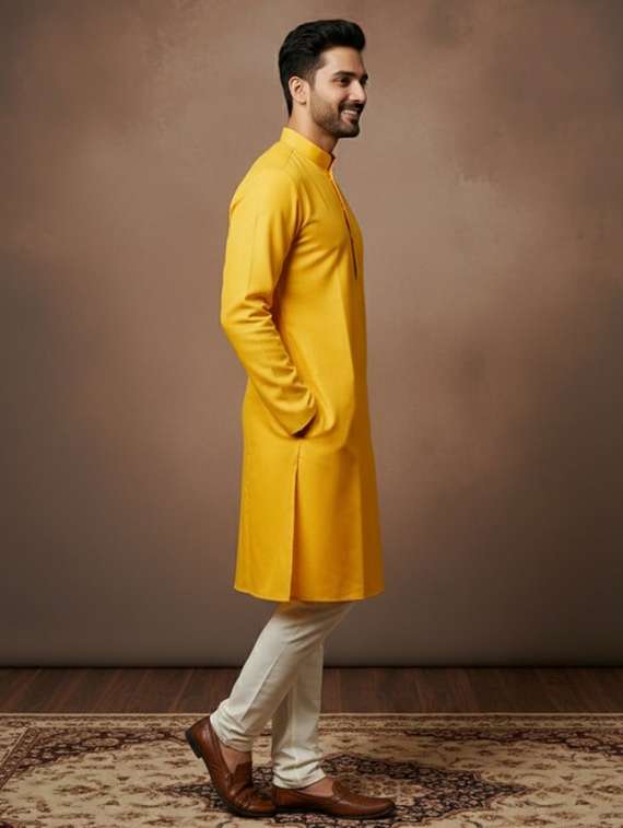 men self design mandarin neck long kurta - 22332058 -  Standard Image - 1