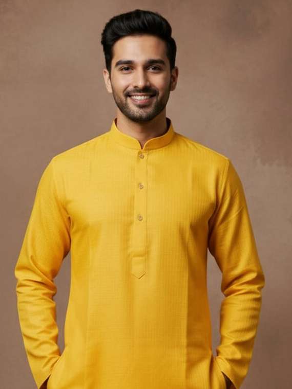 men self design mandarin neck long kurta - 22332058 -  Standard Image - 4