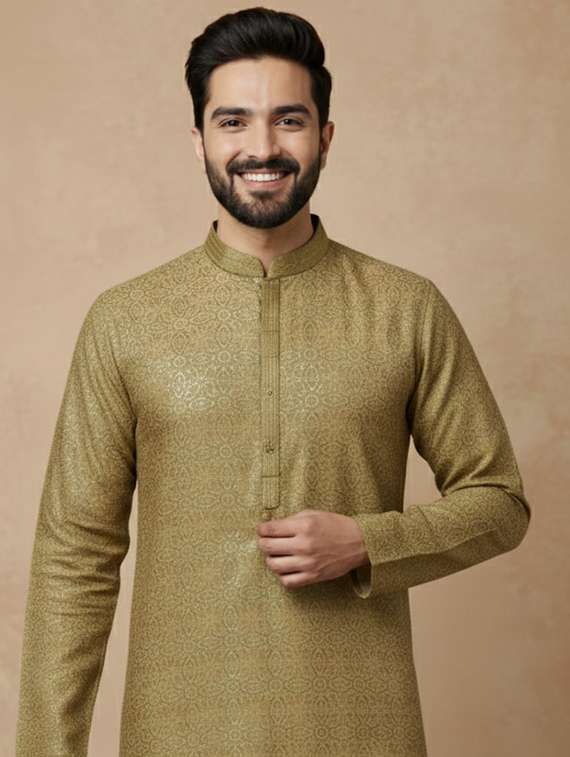 men self design mandarin neck long kurta - 22332116 -  Standard Image - 4