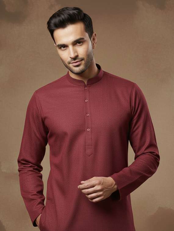 men self design mandarin neck long kurta - 22332129 -  Standard Image - 4