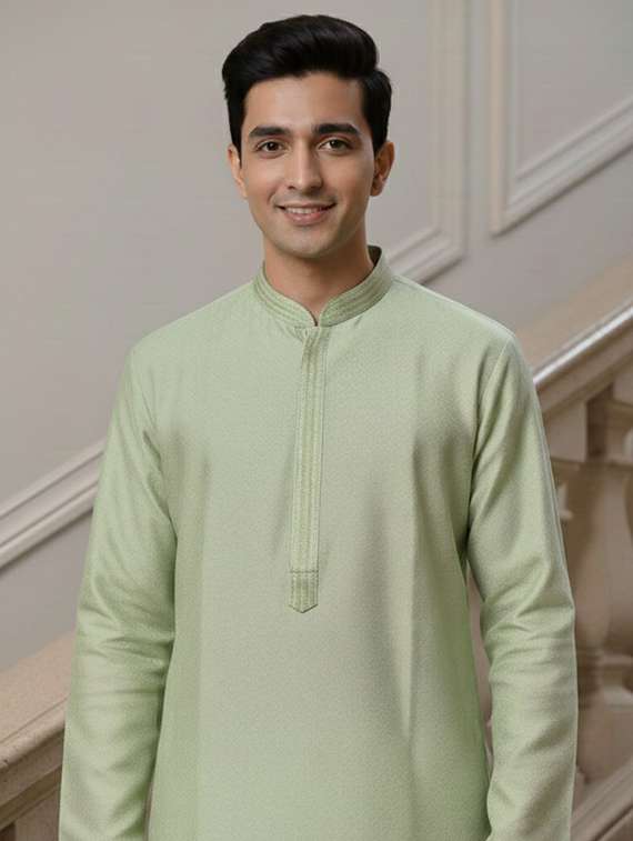 men self design mandarin neck long kurta - 22332132 -  Standard Image - 4