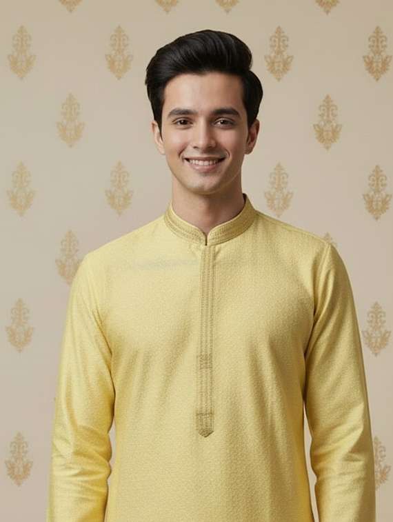 men self design mandarin neck long kurta - 22332135 -  Standard Image - 4