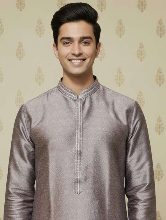 men self design mandarin neck long kurta - 22332139 -  Standard Image - 4