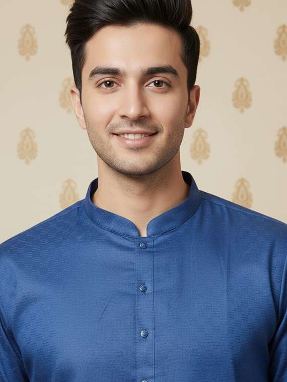 men self design mandarin neck long kurta - 22332144 -  Standard Image - 4