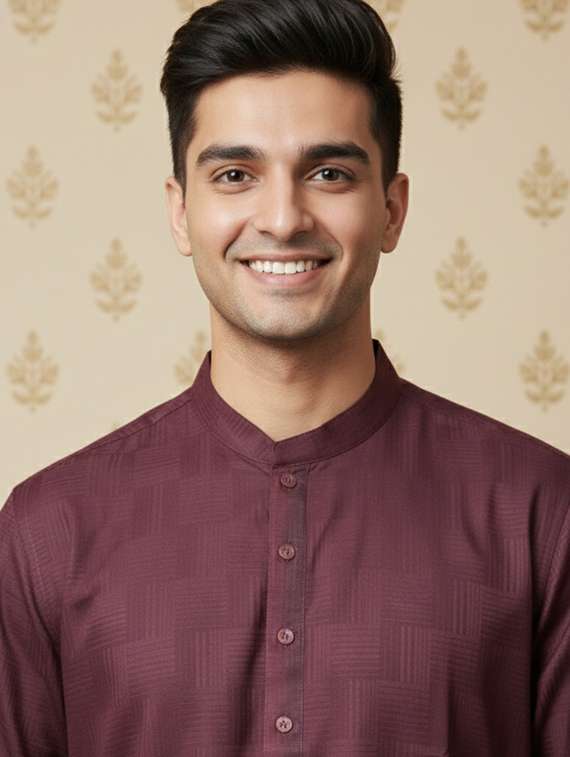 men self design mandarin neck long kurta - 22332152 -  Standard Image - 4