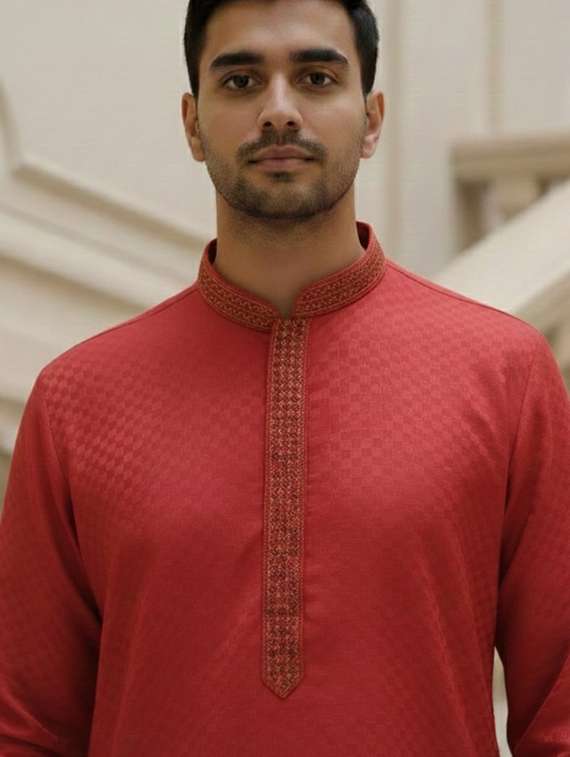 men self design mandarin neck long kurta - 22332181 -  Standard Image - 4