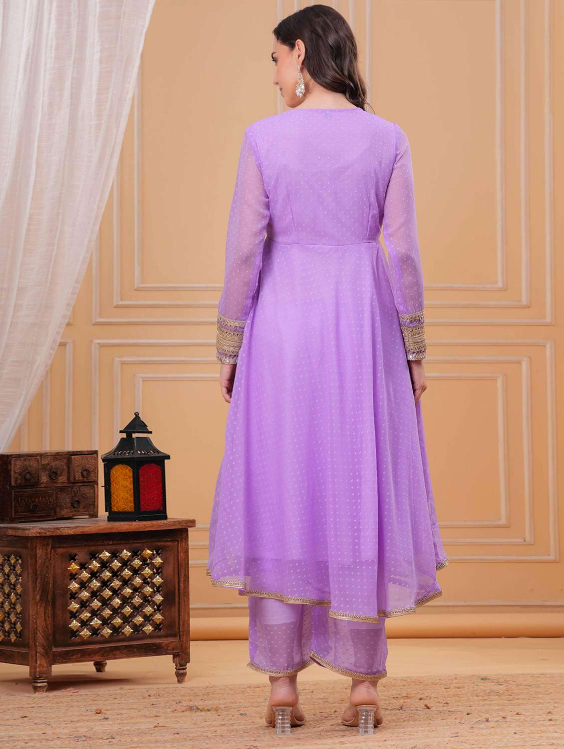 women self design long sleeve kurta palazzo with dupatta set - 22332270 -  Standard Image - 4