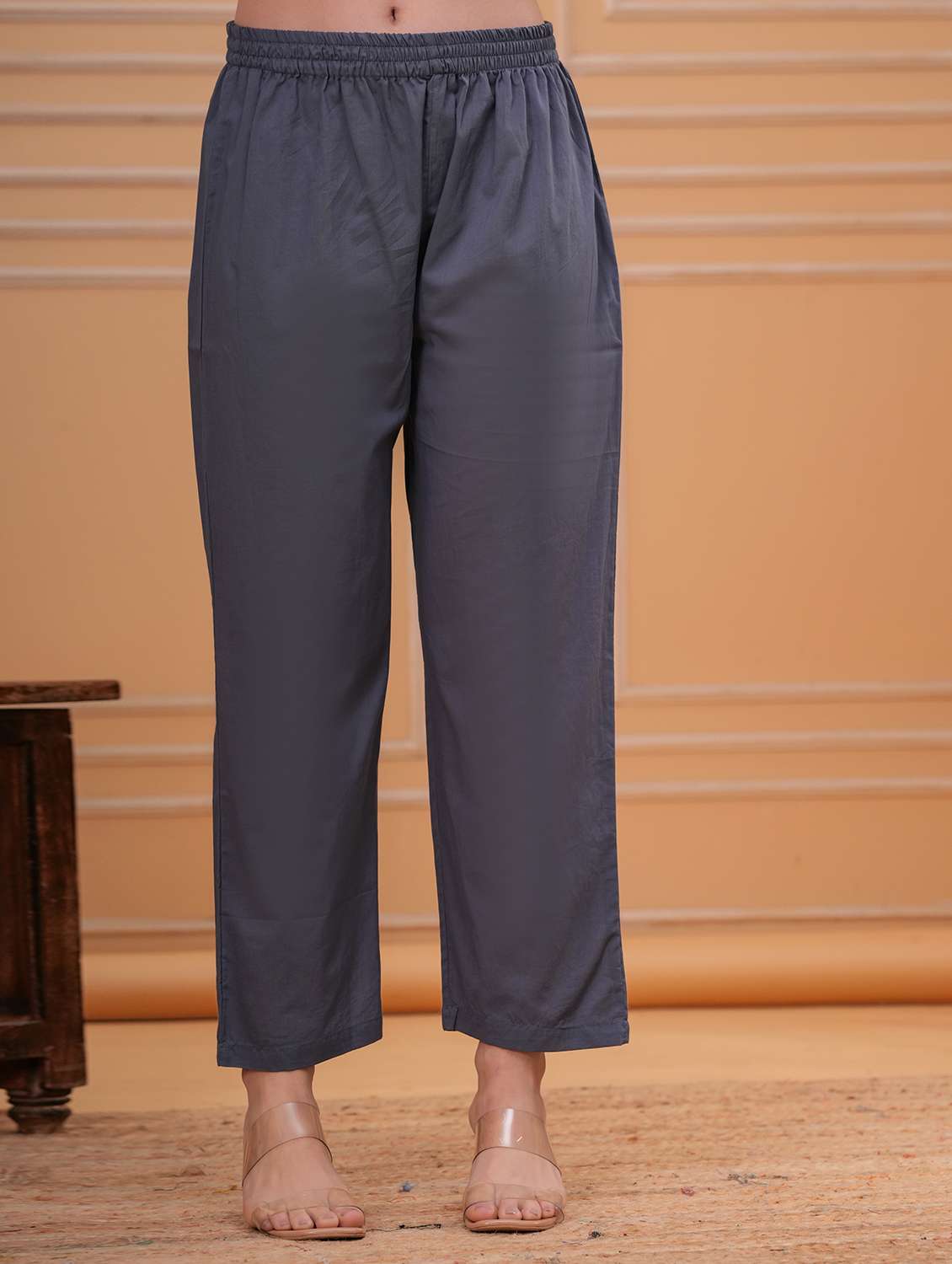 women solid with work round neck kurta pant with dupatta set - 22332293 -  Standard Image - 4