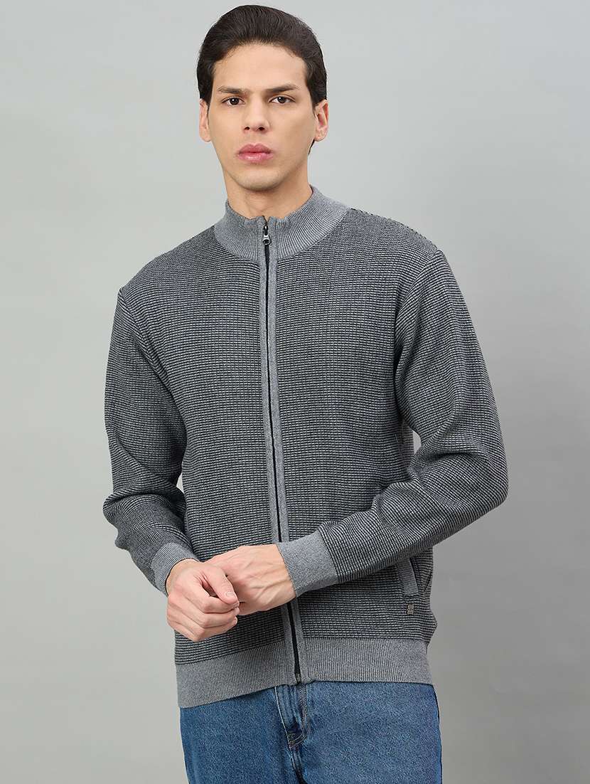 men self design long sleeve cardigan - 22332364 -  Standard Image - 1