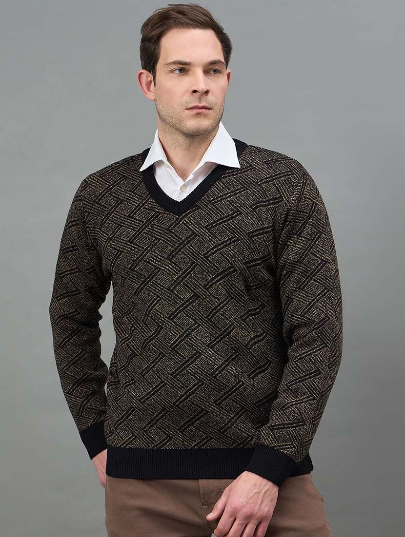 men self design long sleeve regualr fit pullover - 22332372 -  Standard Image - 1