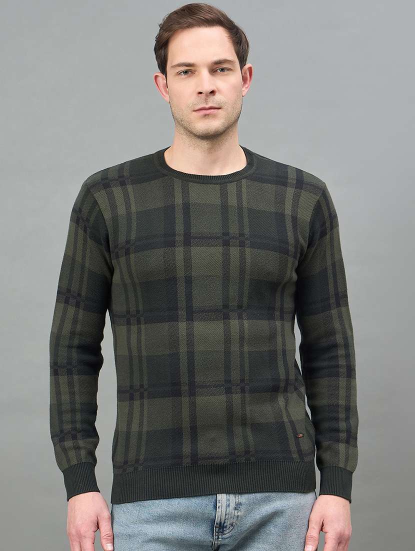 men checkered long sleeve regualr fit pullover - 22332377 -  Standard Image - 1