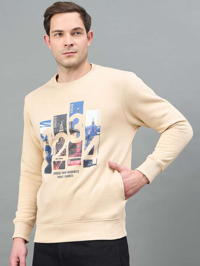 men printed long sleeve regular fit sweatshirt - 22332423 -  Standard Image - 1