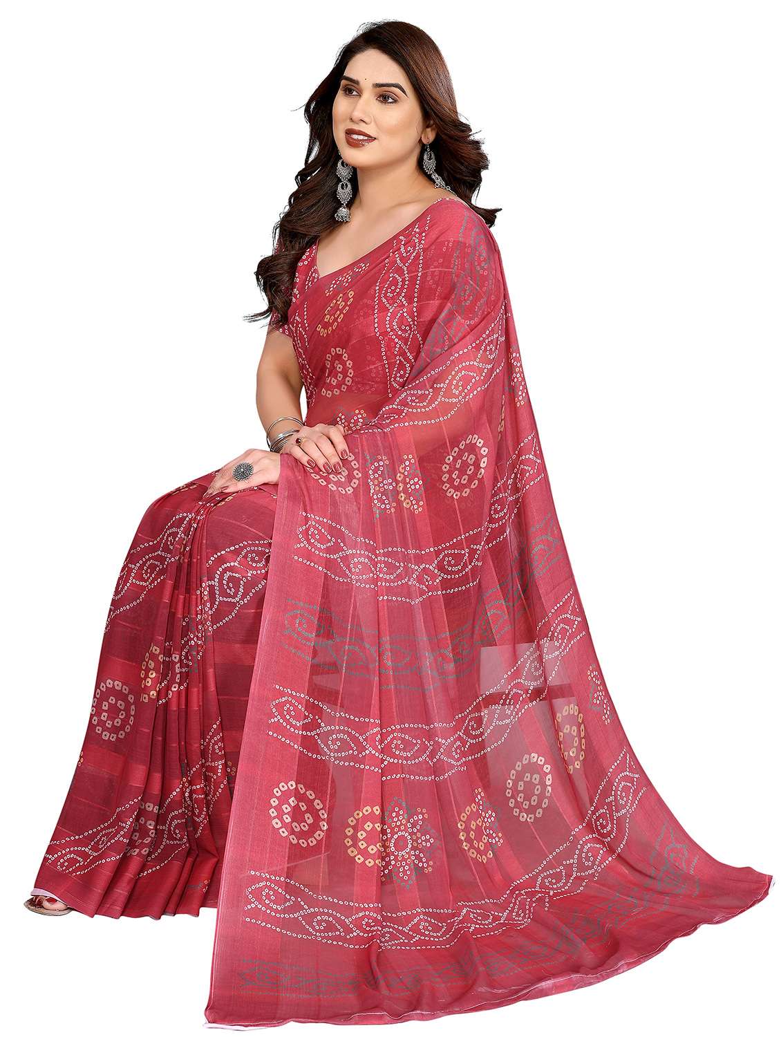 women printed casual wear saree with blouse - 22332440 -  Standard Image - 1