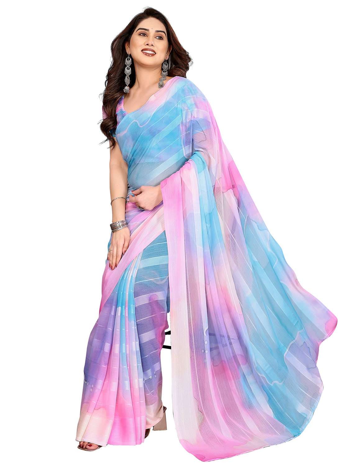 women printed casual wear saree with blouse - 22332441 -  Standard Image - 1