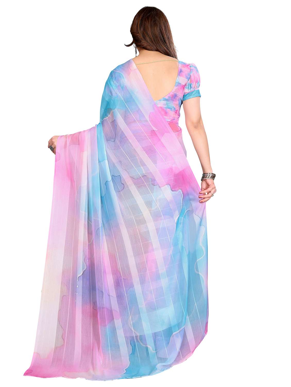 women printed casual wear saree with blouse - 22332441 -  Standard Image - 4