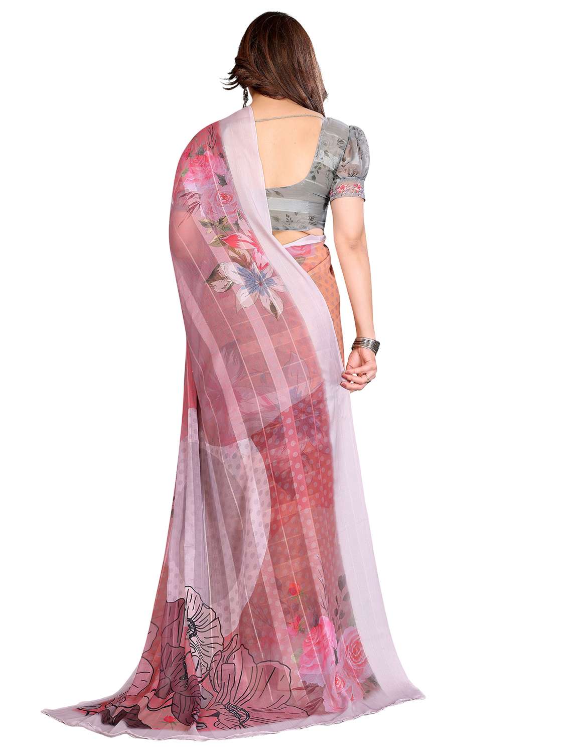 women printed casual wear saree with blouse - 22332442 -  Standard Image - 4