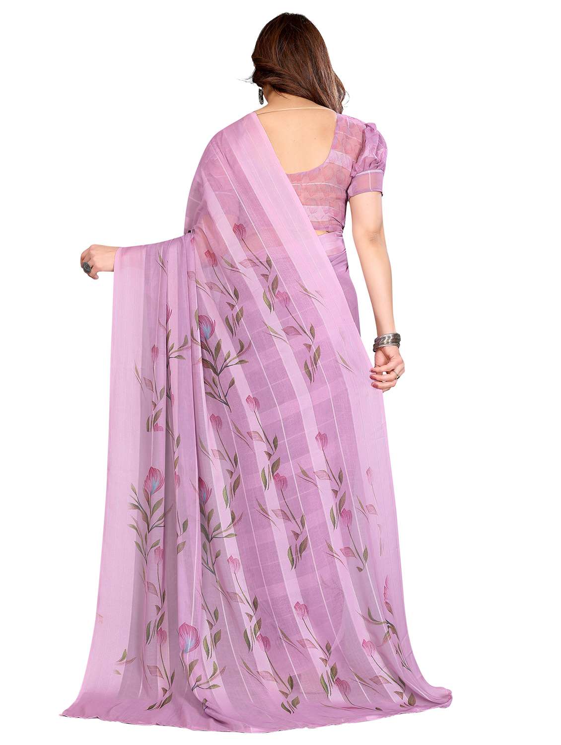 women printed casual wear saree with blouse - 22332444 -  Standard Image - 4