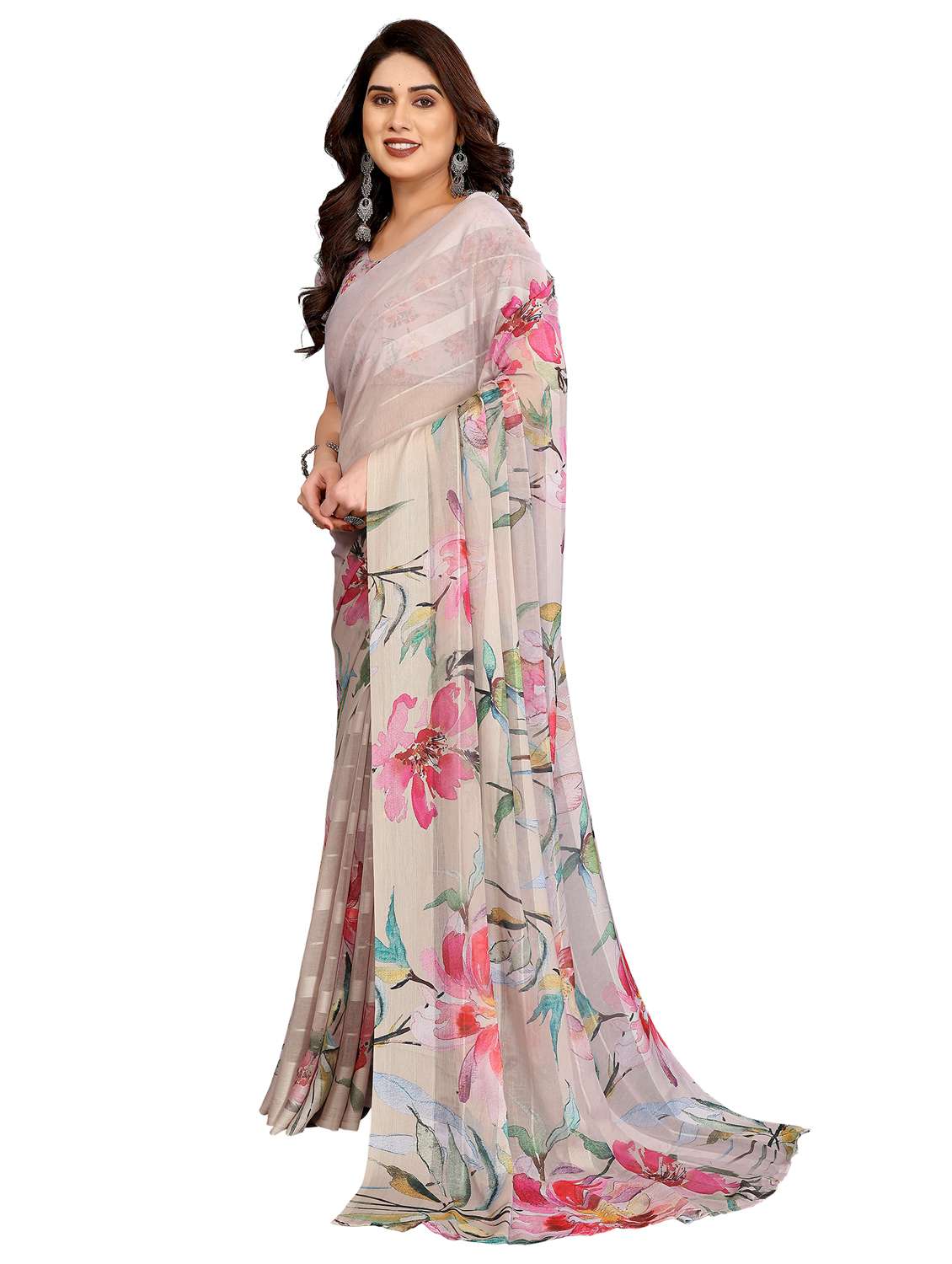 women printed casual wear saree with blouse - 22332447 -  Standard Image - 1