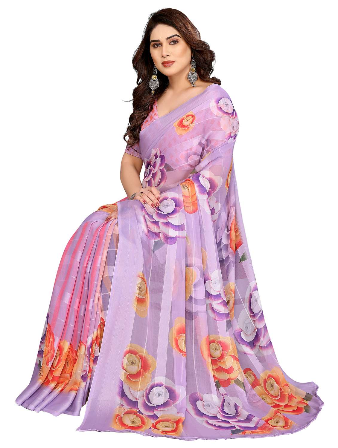 women printed casual wear saree with blouse - 22332455 -  Standard Image - 1