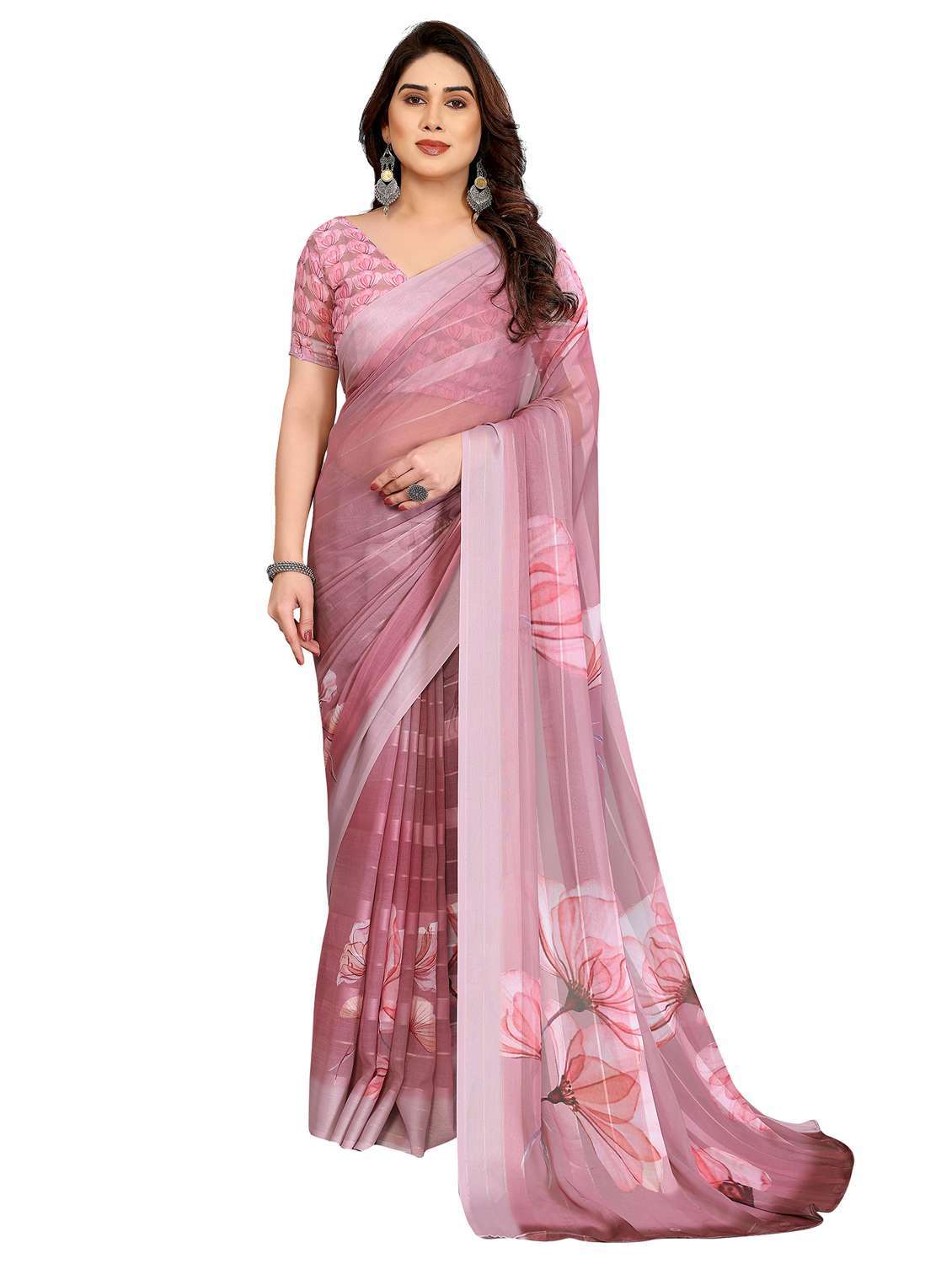 women printed casual wear saree with blouse - 22332458 -  Standard Image - 1