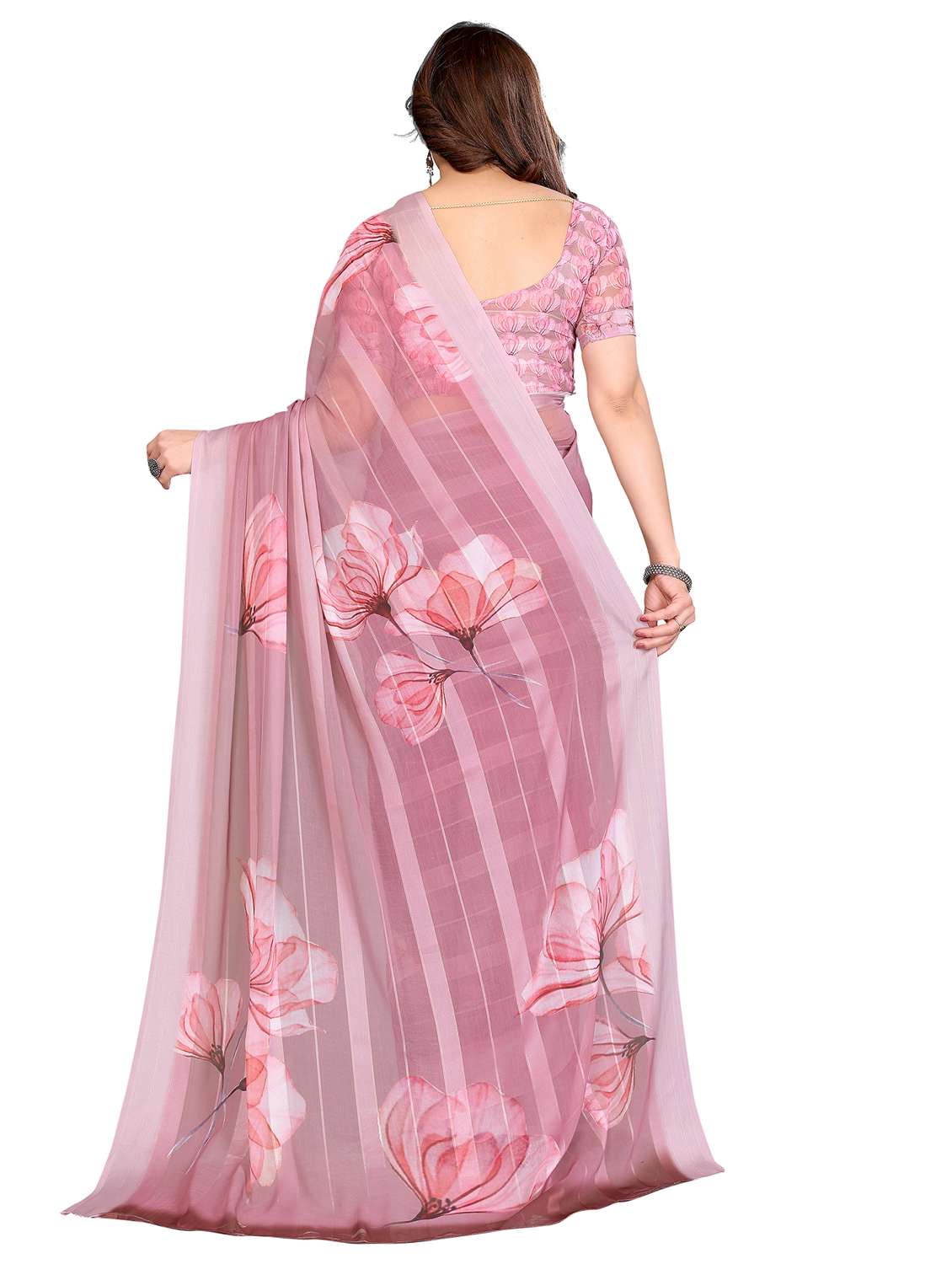 women printed casual wear saree with blouse - 22332458 -  Standard Image - 4