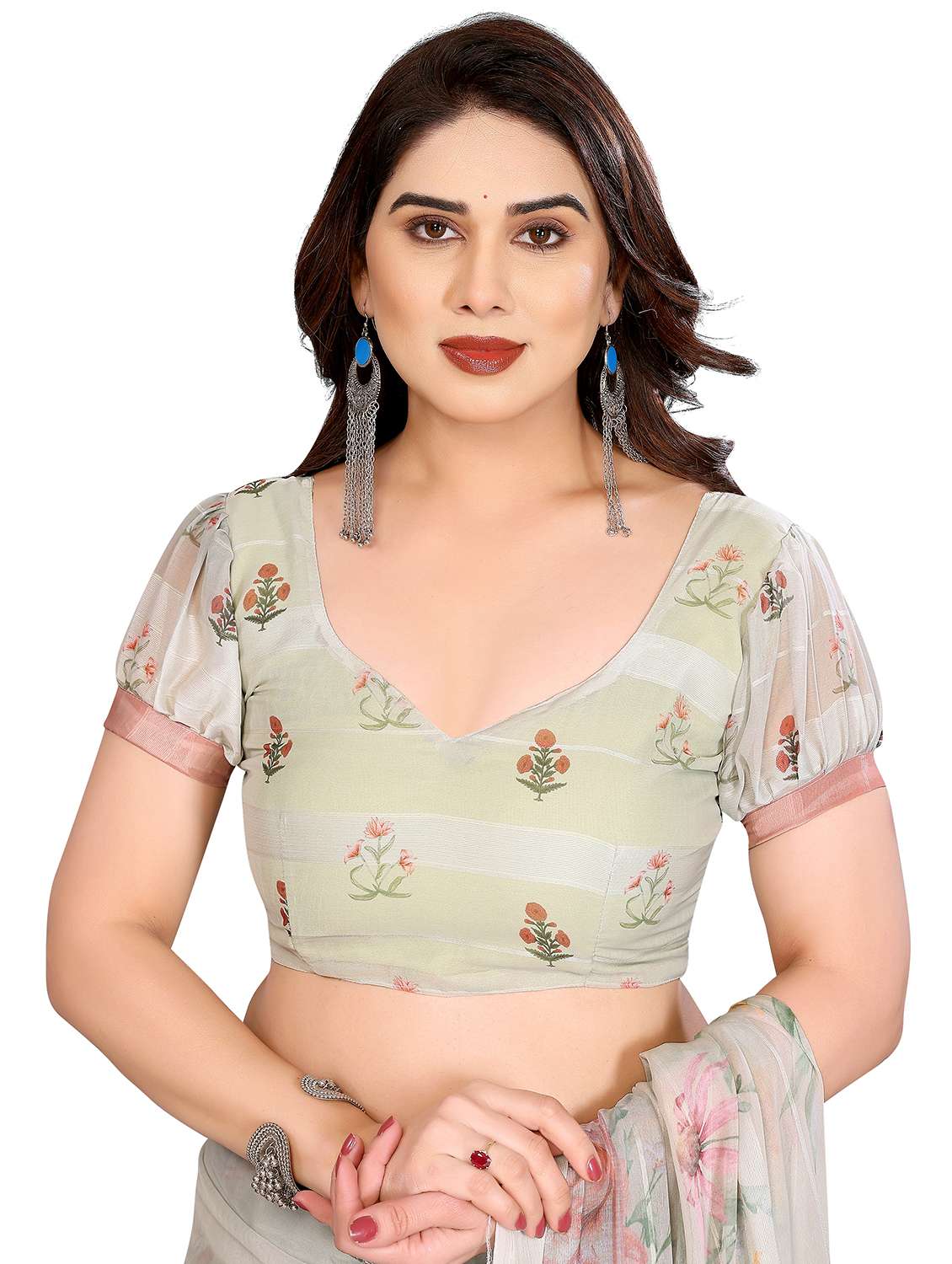 women printed casual wear saree with blouse - 22332471 -  Standard Image - 4