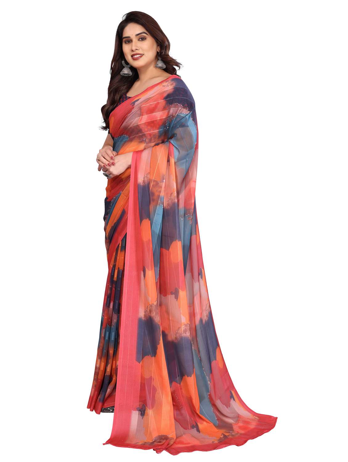 women printed casual wear saree with blouse