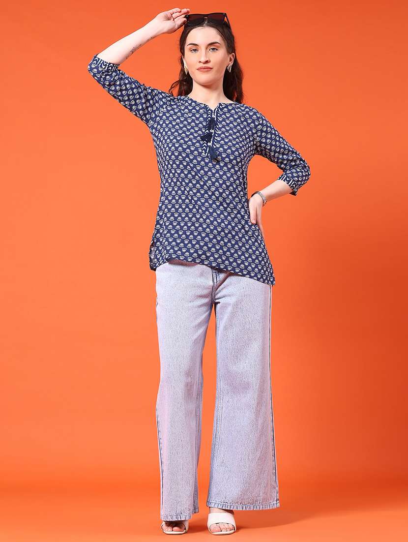 women printed three quarter sleeve kurti - 22334147 -  Standard Image - 4