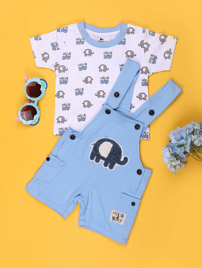 kids printed short sleeves dungaree set - 22334160 -  Standard Image - 1