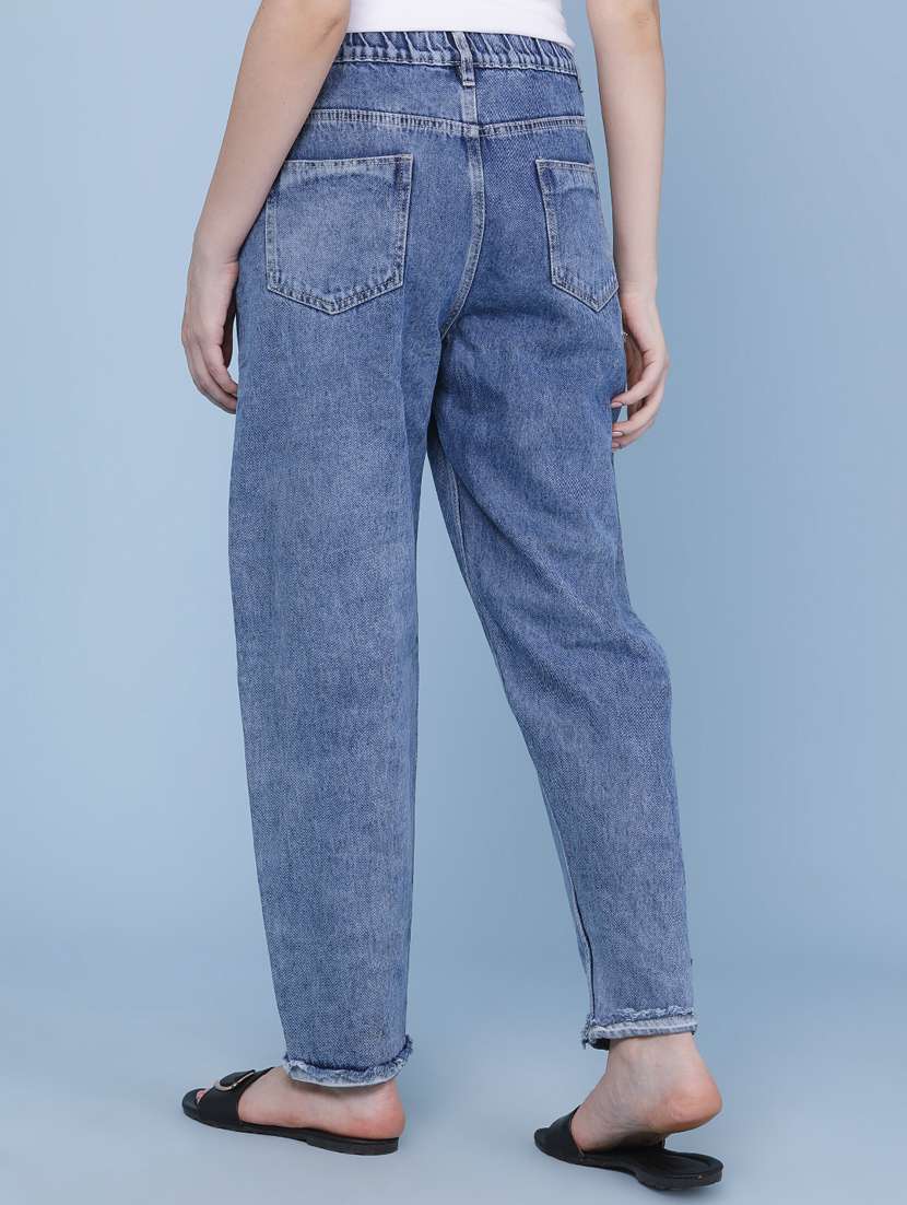 women washed mid rise slouchy jeans - 22334676 -  Standard Image - 4