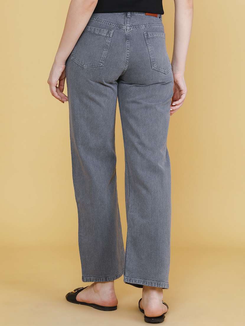 women solid high rise straight jeans - 22334677 -  Standard Image - 4