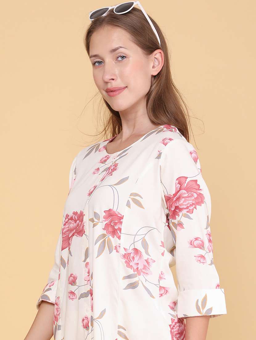 women printed three quarter sleeves ethnic co-ord set - 22334694 -  Standard Image - 4
