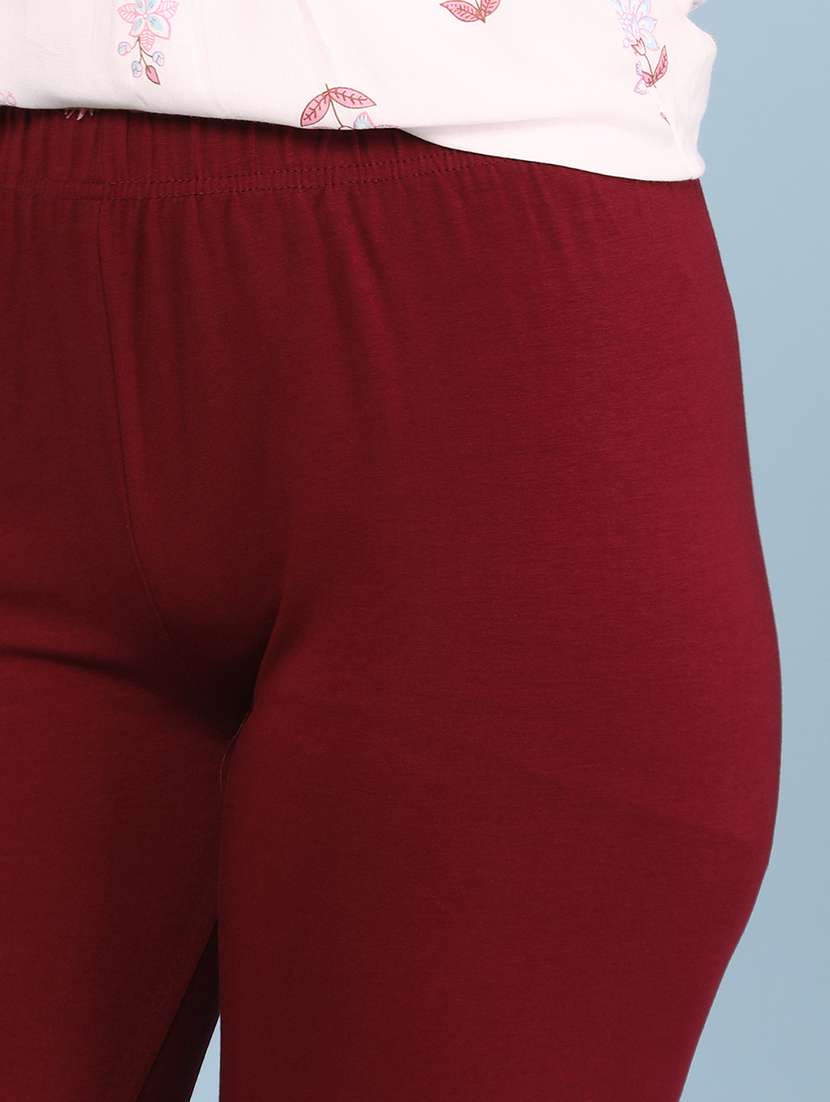 maroon cotton leggings - 22335188 -  Standard Image - 1