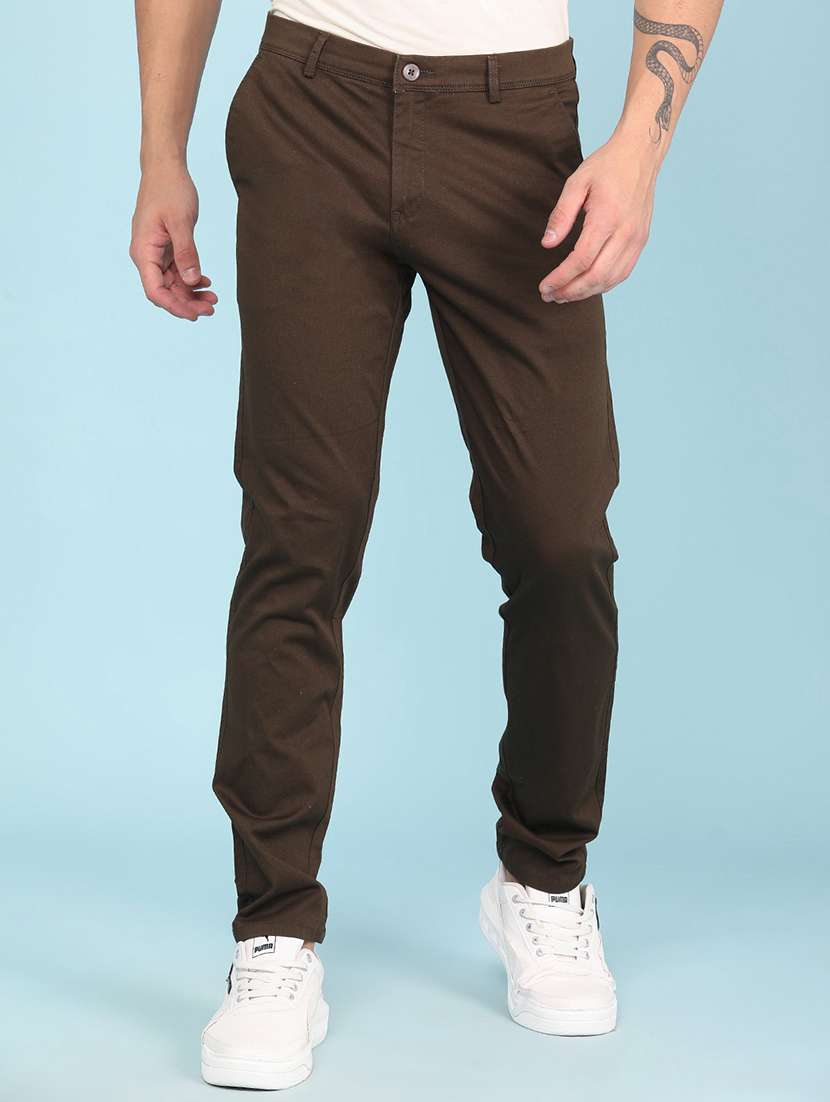 men solid mid rise slim fit chinos