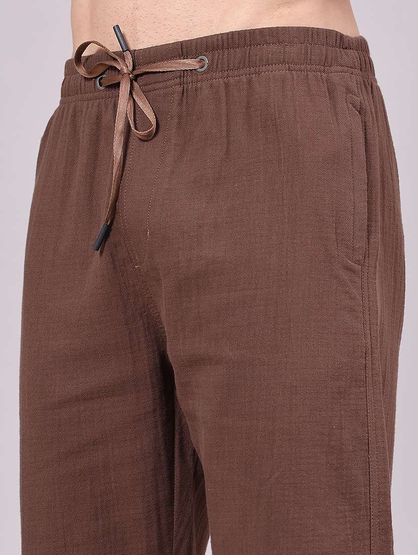 men solid mid rise regular fit casual trouser - 22335359 -  Standard Image - 1