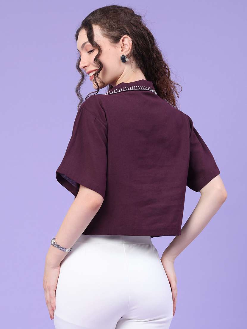 women embroidered short sleeves crop shirt  - 22335425 -  Standard Image - 4