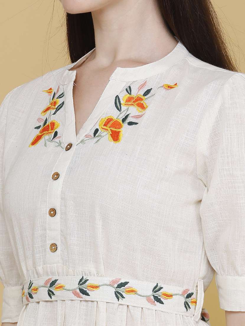 women embroidered puff sleeve tiered ethnic dress - 22335531 -  Standard Image - 1