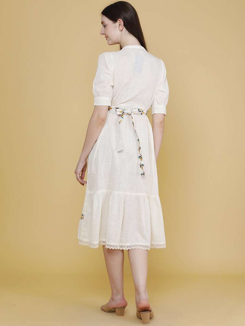 women embroidered puff sleeve tiered ethnic dress - 22335531 -  Standard Image - 4