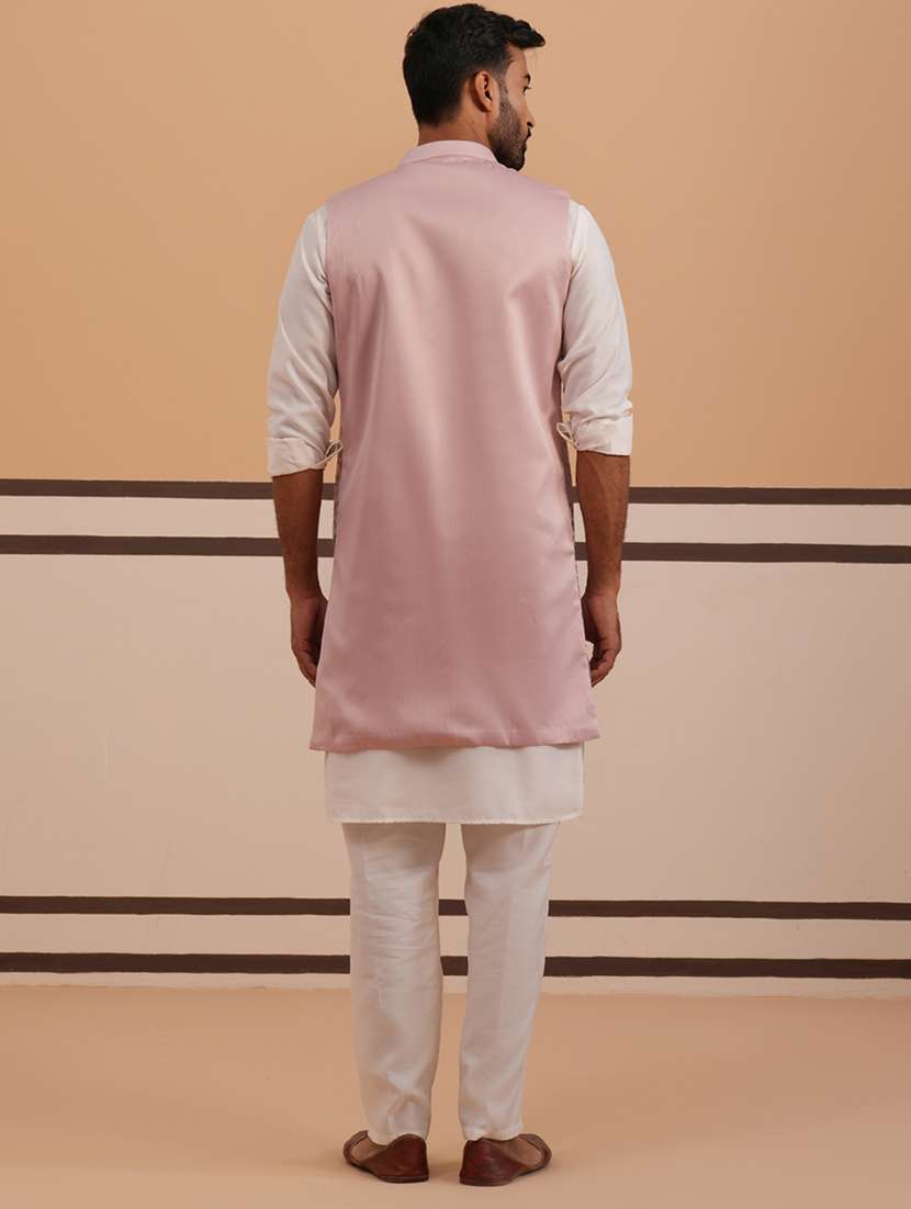 men floral mandarin neck kurta pyjama with jacket ethnic wear set - 22335550 -  Standard Image - 4