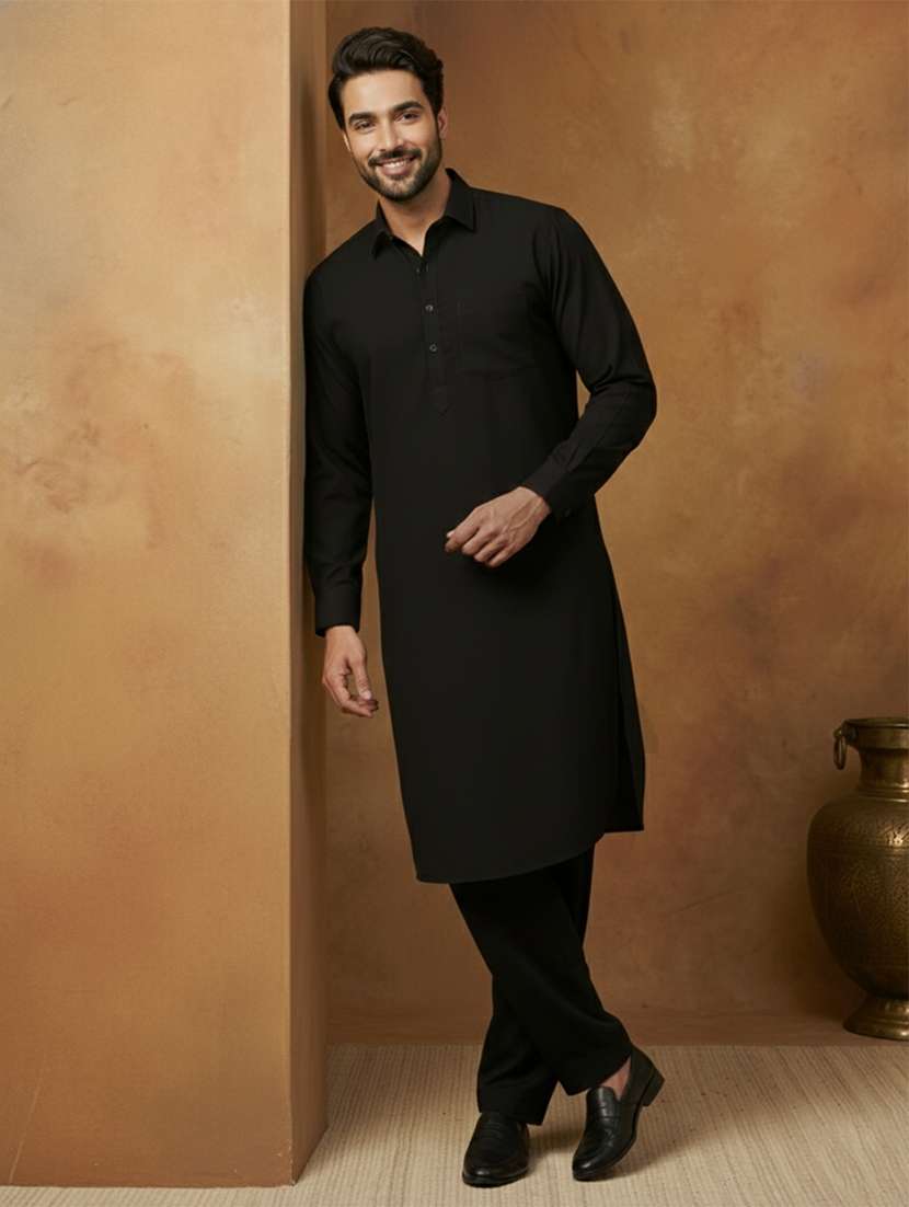 men solid long sleeve pathani ethnic wear set - 22335556 -  Standard Image - 1