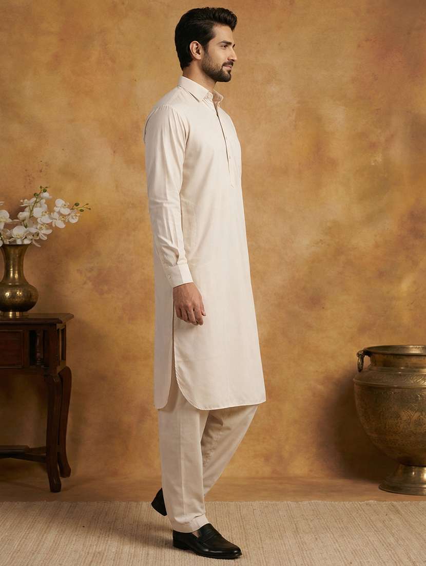 men solid long sleeve pathani ethnic wear set - 22335558 -  Standard Image - 1