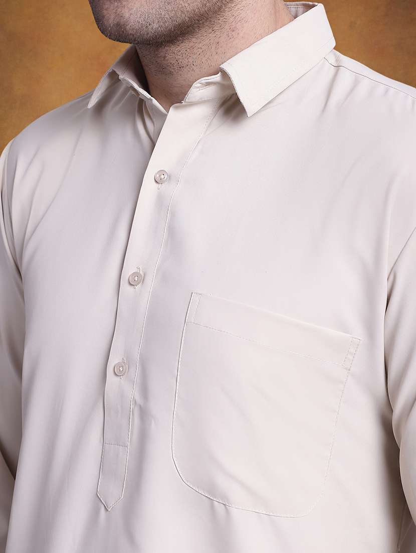men solid long sleeve pathani ethnic wear set - 22335558 -  Standard Image - 4