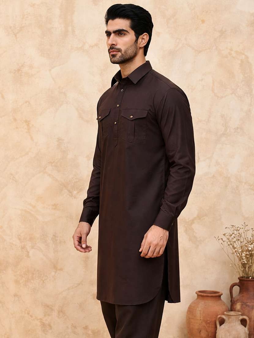 men solid long sleeve pathani ethnic wear set - 22335564 -  Standard Image - 1