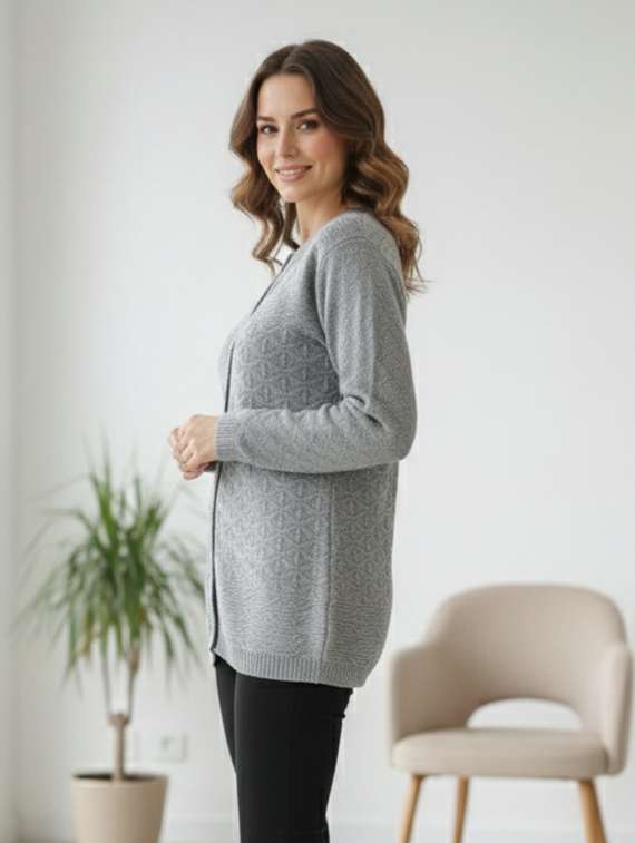 women self designed long sleeve cardigan - 22335596 -  Standard Image - 1