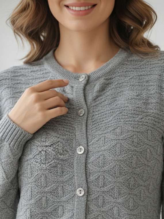 women self designed long sleeve cardigan - 22335596 -  Standard Image - 4