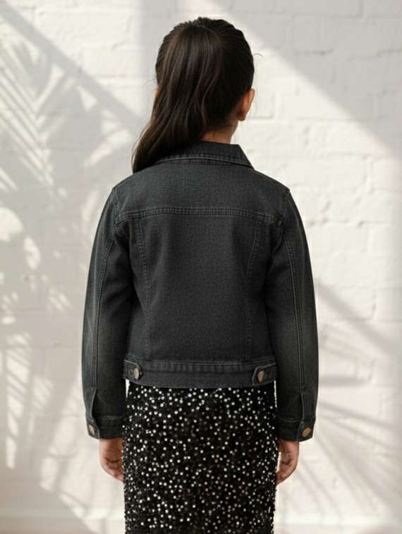 black denim regular jackets & coat - 22335598 -  Standard Image - 4