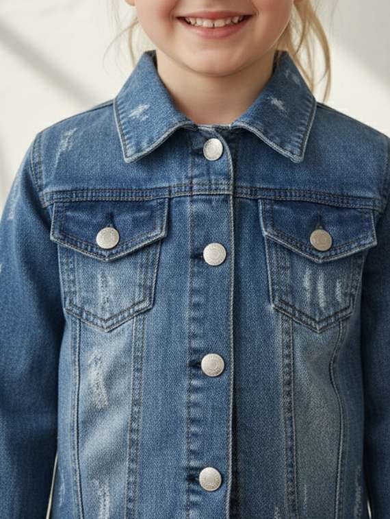 blue denim regular jackets & coat - 22335599 -  Standard Image - 4