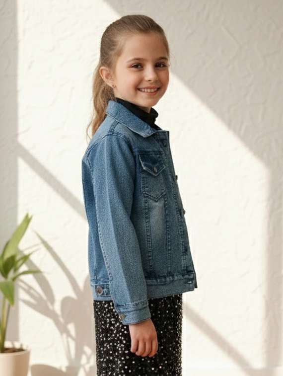 blue denim regular jackets & coat - 22335601 -  Standard Image - 1