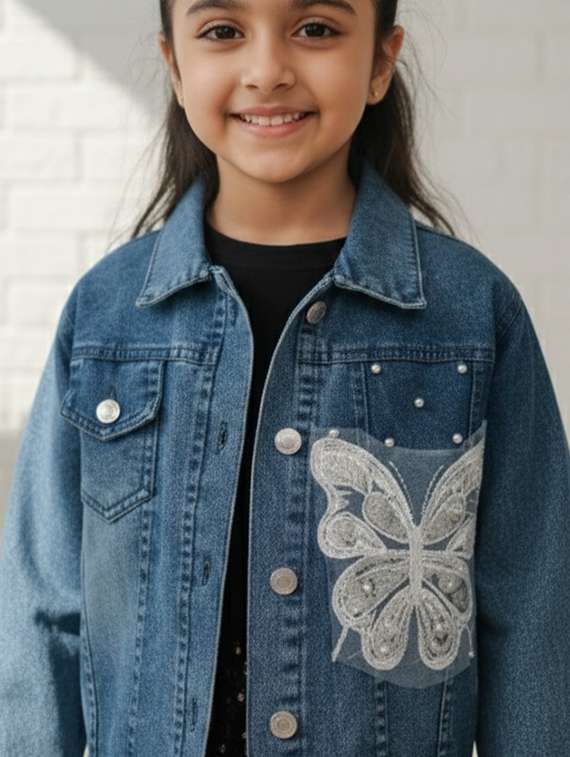 blue denim regular jackets & coat - 22335602 -  Standard Image - 1