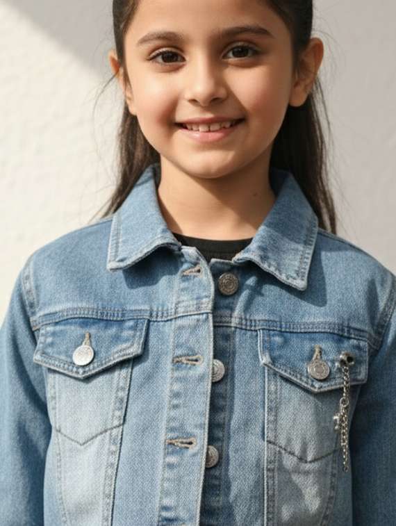 blue denim regular jackets & coat - 22335603 -  Standard Image - 1